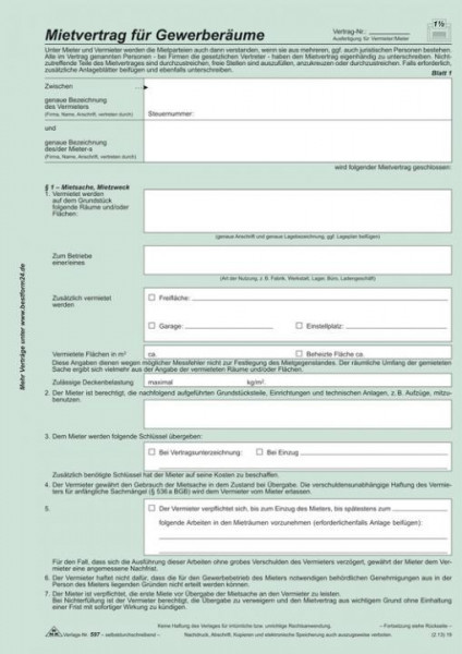 RNK 597 Gewerberaum Mietvertrag A4